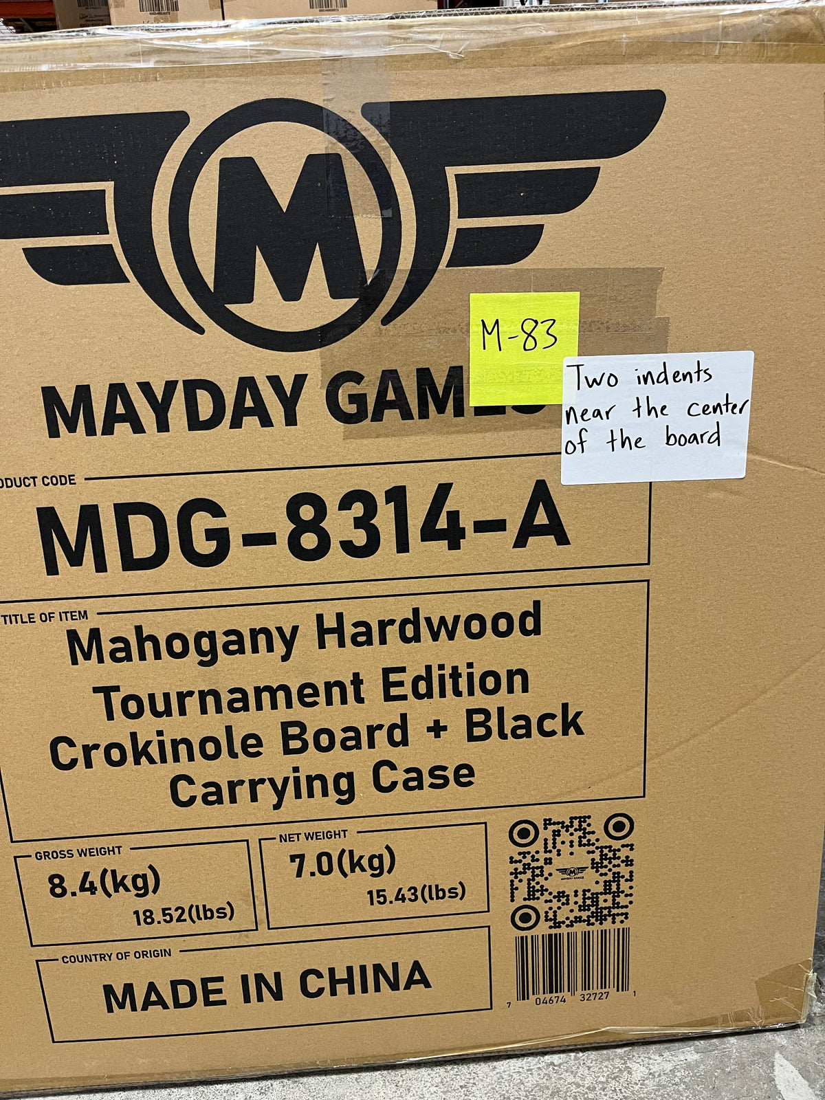 Imperfect/Returned Mahogany Tournament Edition Crokinole Board + Black Bag MDG-8314-A M83