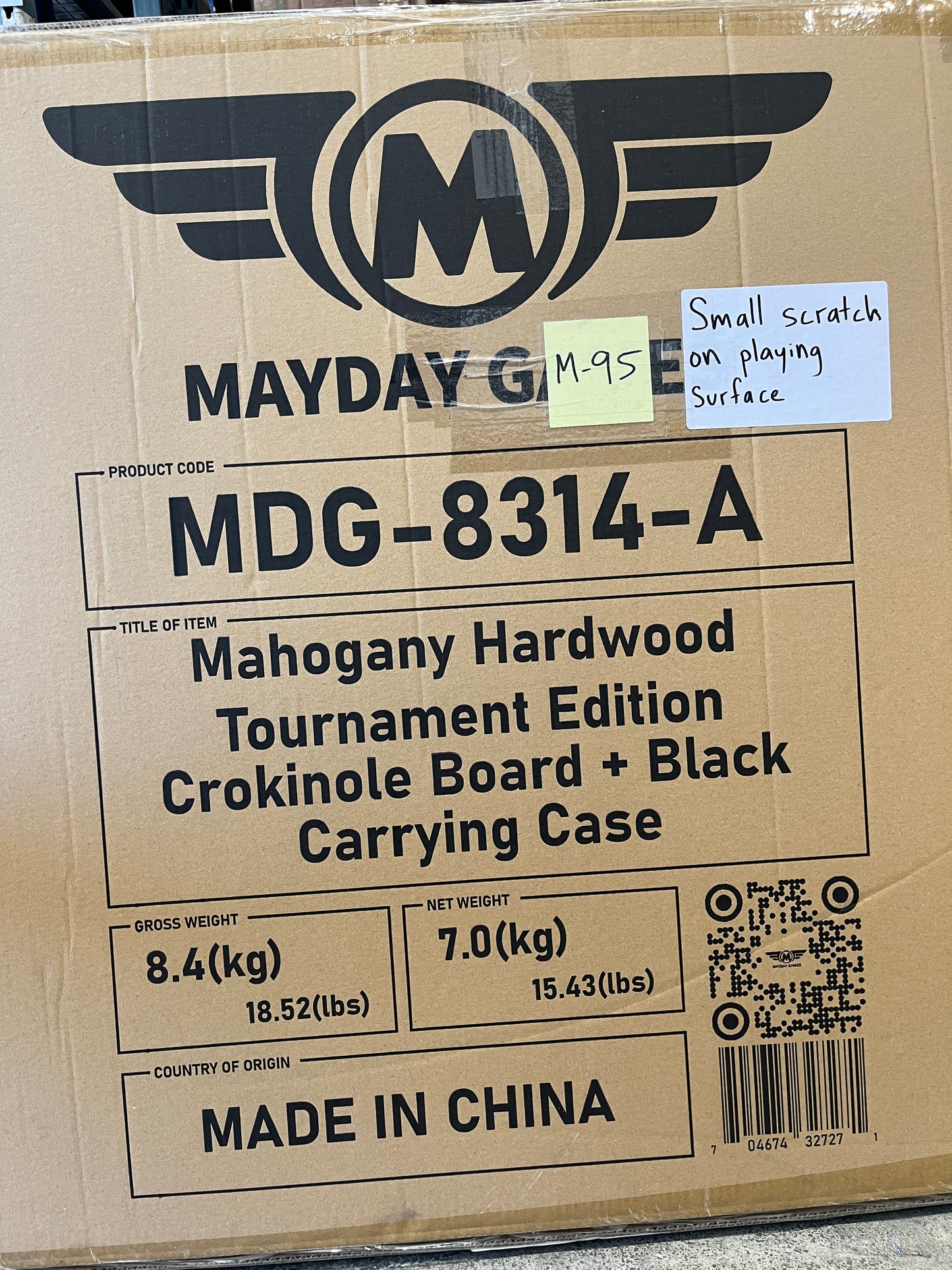 Imperfect/Returned Mahogany Tournament Edition Crokinole Board + Black Bag MDG-8314-A M95