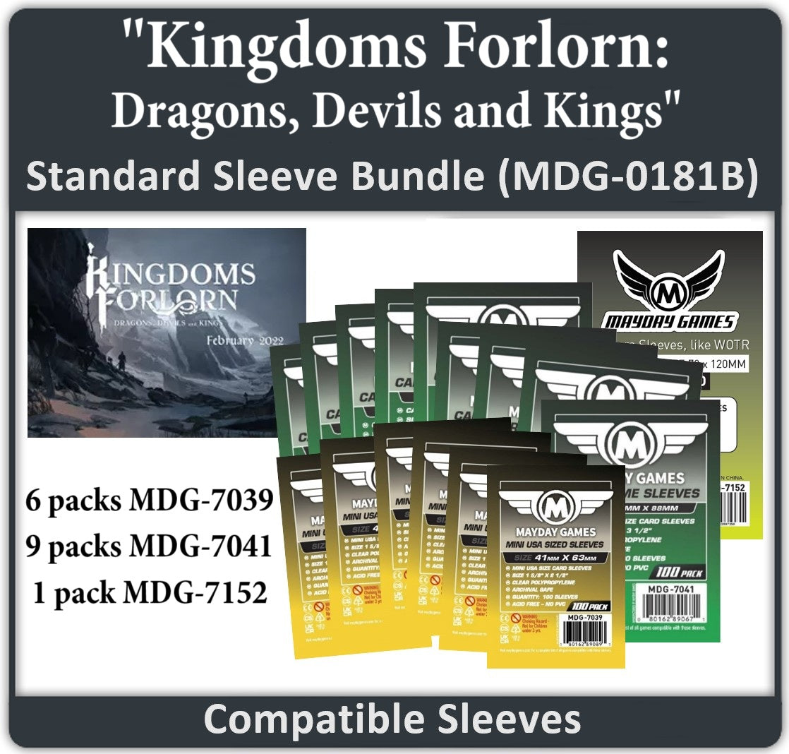 "Kingdoms Forlorn: Dragons, Devils and Kings" Compatible Card Sleeve Bundle