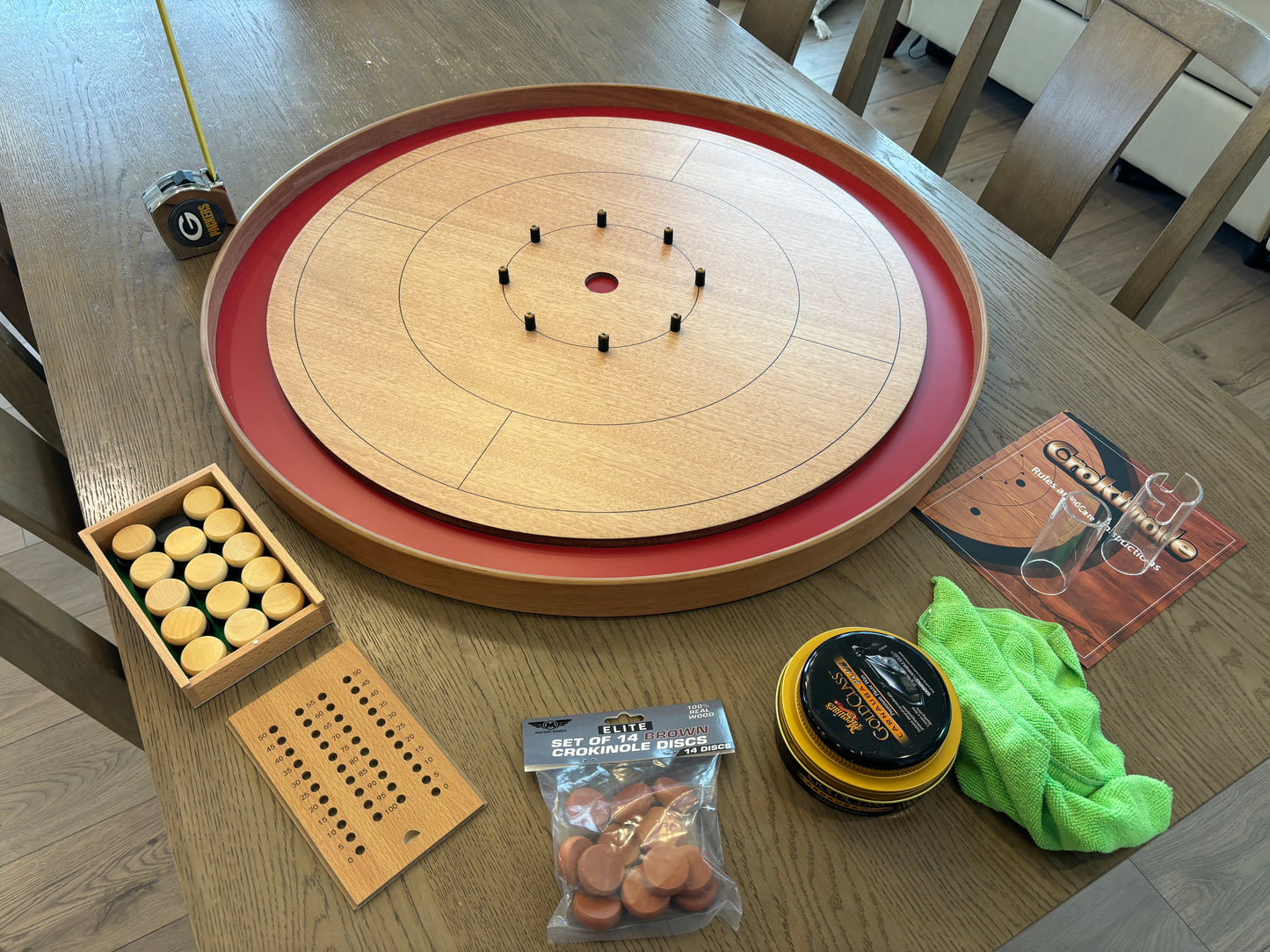 Mahogany ELITE Edition Crokinole Board Red Ditch