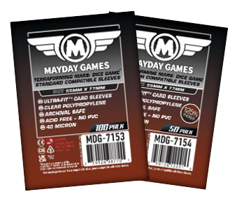 Terraforming Mars: Dice Game" Compatible Sleeves (55x77mm) Mayday Games Terraforming Mars: Dice Game" Compatible Sleeves (55x77mm) Mayday Games