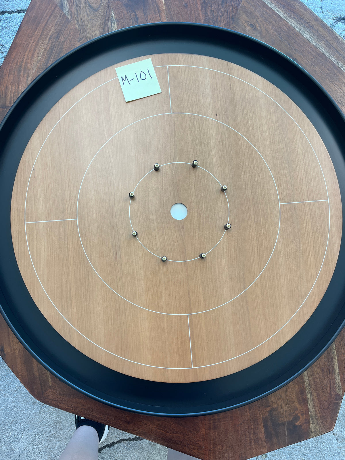 IMPERFECT/RETURNED: Elite Cherry Crokinole Board + Elite Black Carrying Case - MDG-8346-A-M101