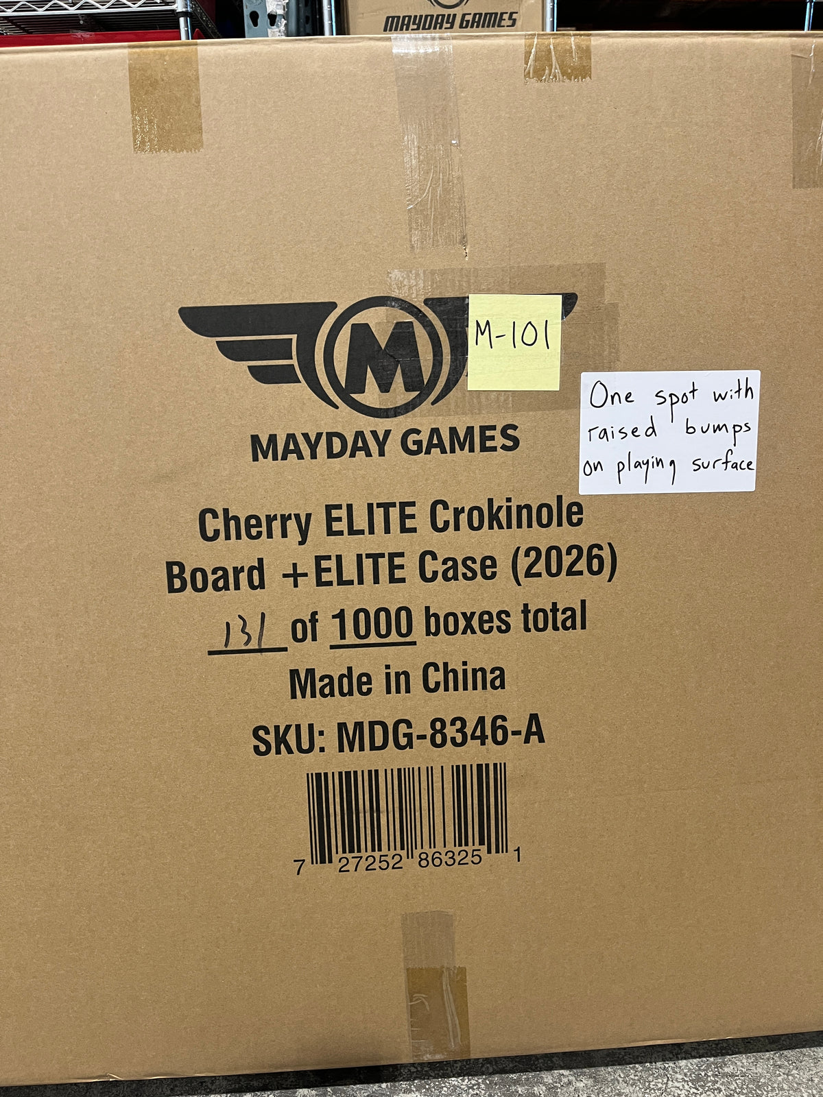IMPERFECT/RETURNED: Elite Cherry Crokinole Board + Elite Black Carrying Case - MDG-8346-A-M101