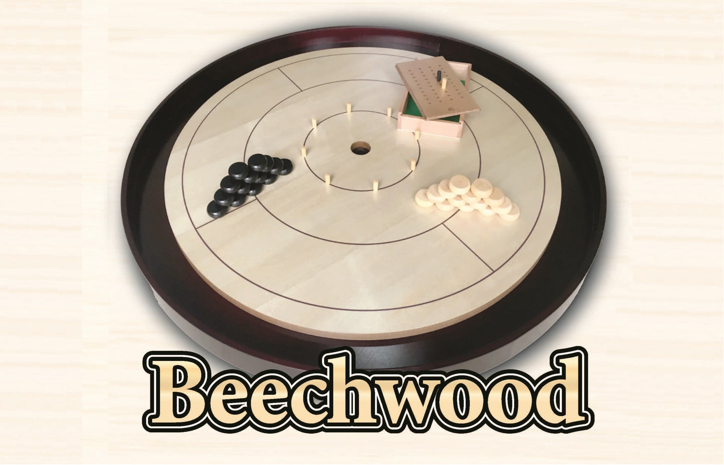 Beech Tournament Edition Crokinole Board 2024 + Black Carrying Case