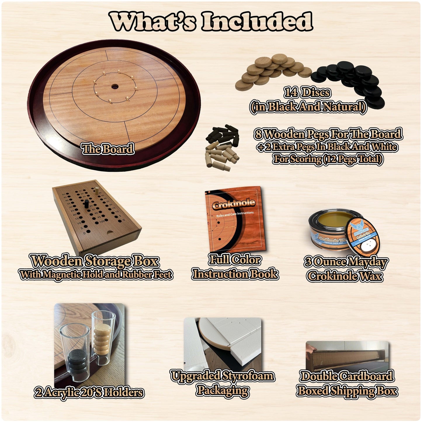 Mahogany Tournament Edition Crokinole Board 2024 + Black Carrying Case
