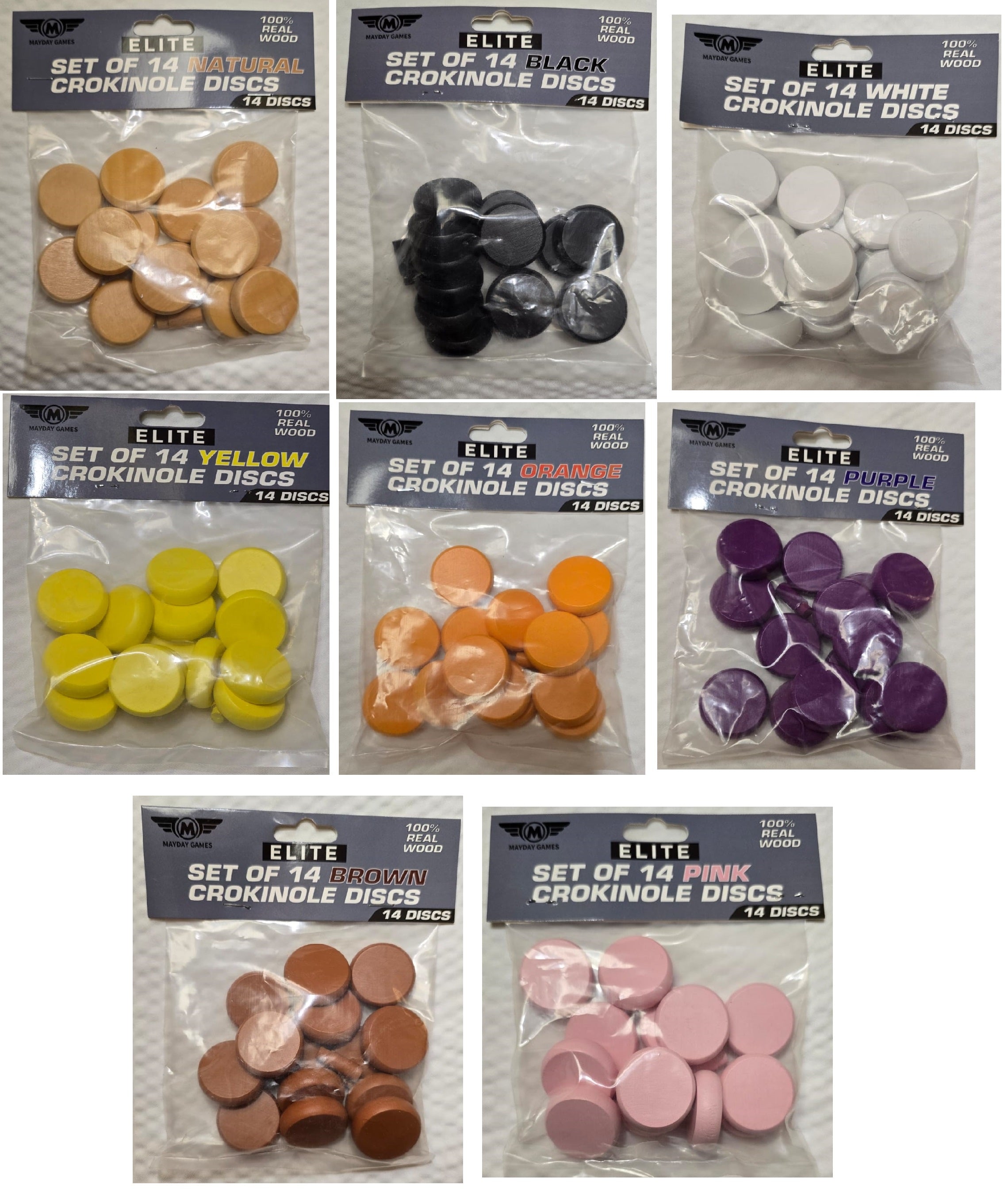 Crokinole Discs (14 ct, 8 Colors) - Mayday Games