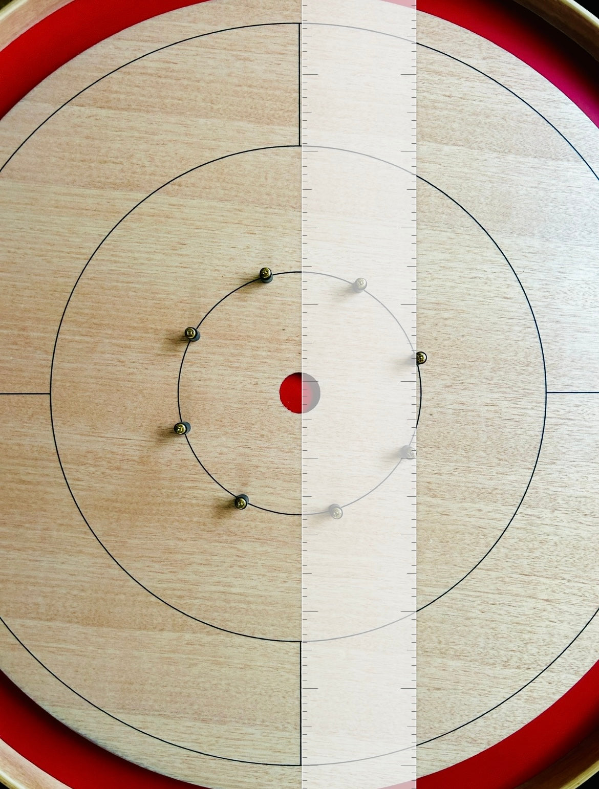 IMPERFECT/RETURNED: Mahogany ELITE Edition Crokinole Board (2025) Red Ditch + Carrying Case IN STOCK! #0160