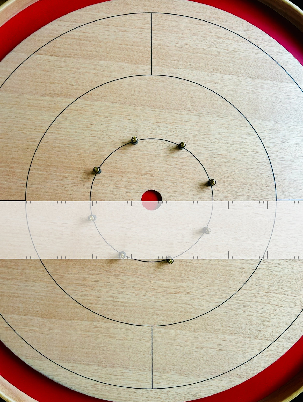 IMPERFECT/RETURNED: Mahogany ELITE Edition Crokinole Board (2025) Red Ditch + Carrying Case IN STOCK! #0160