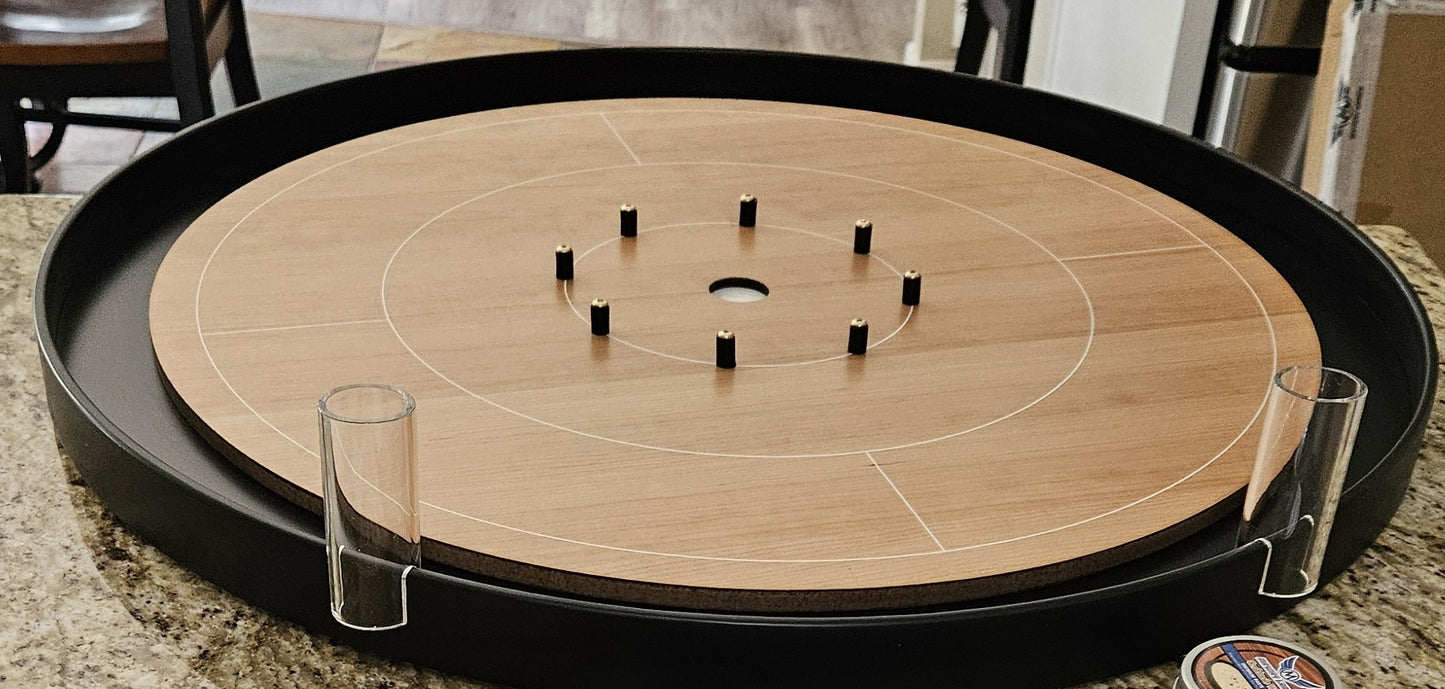 IMPERFECT/RETURNED: Elite Cherry Crokinole Board + Elite Black Carrying Case - MDG-8346-A-4