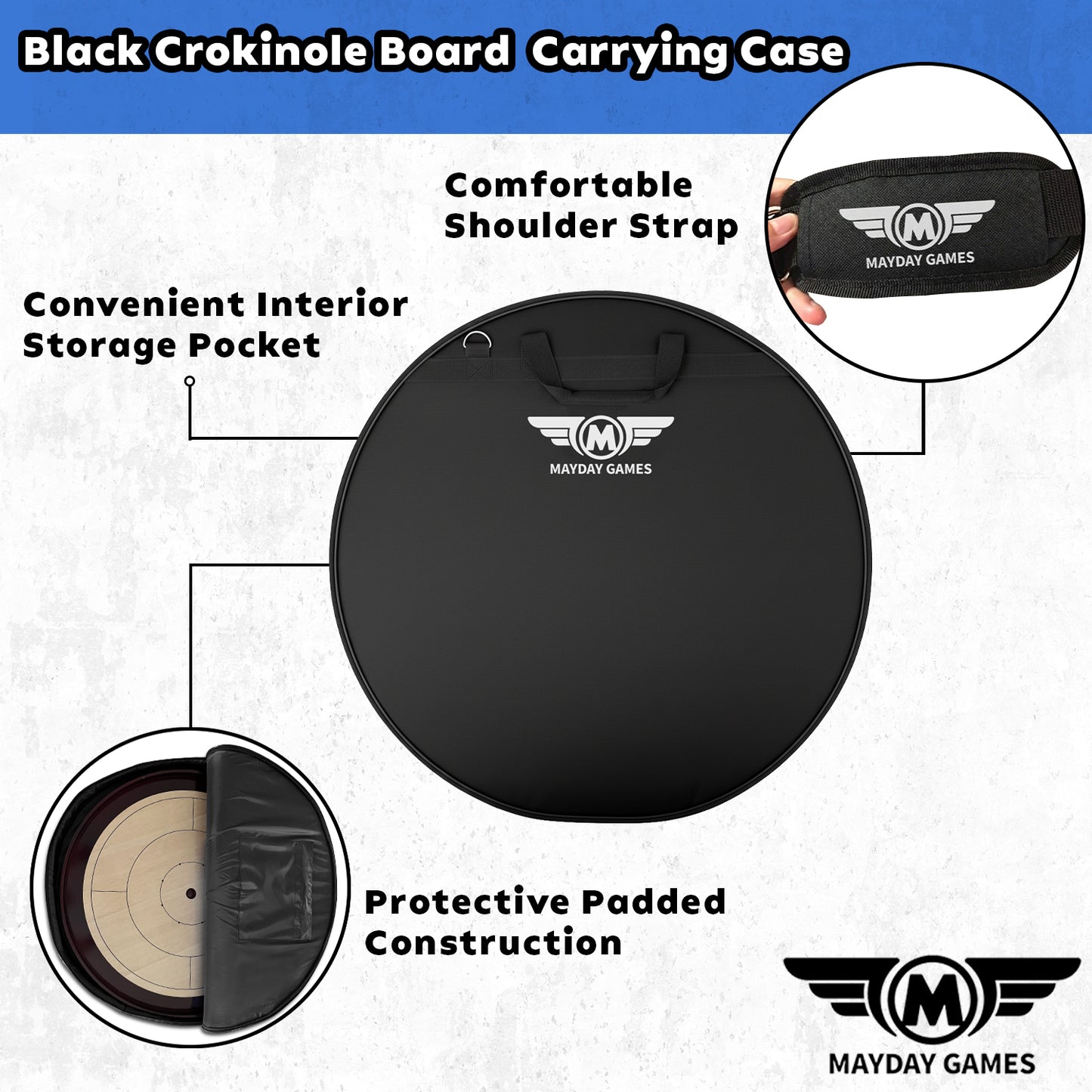 Beech Tournament Edition Crokinole Board + Black Carrying Case