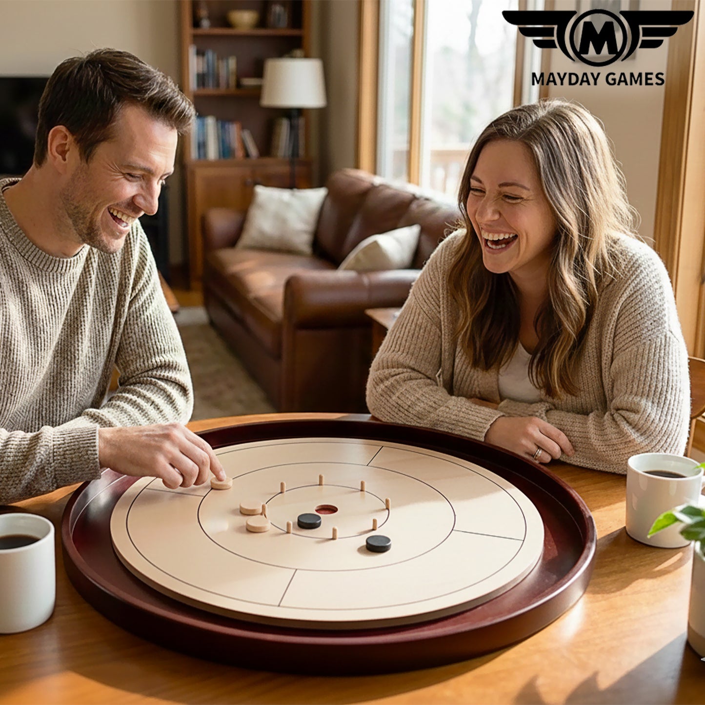 Beech Tournament Edition Crokinole Board + Black Carrying Case