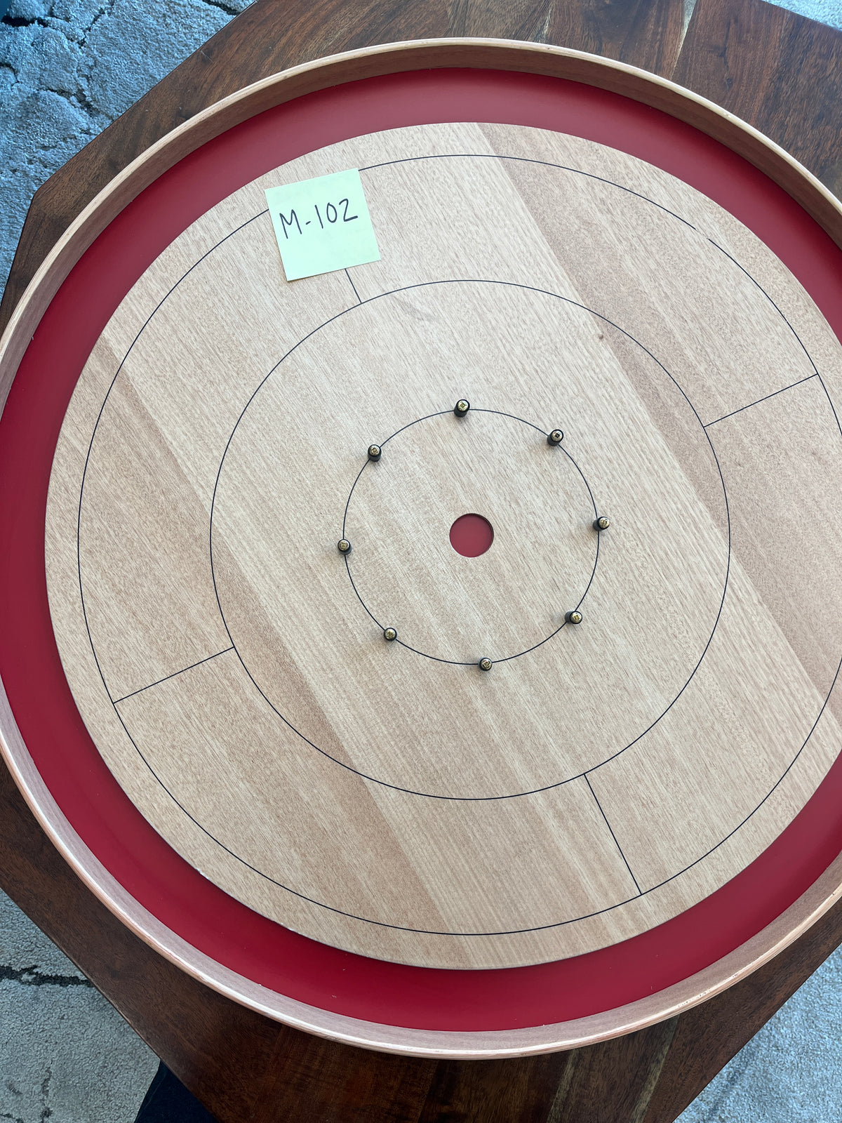 Imperfect/Returned Mahogany ELITE Edition Crokinole Board Red Ditch + Bag MDG-8322-A-M102