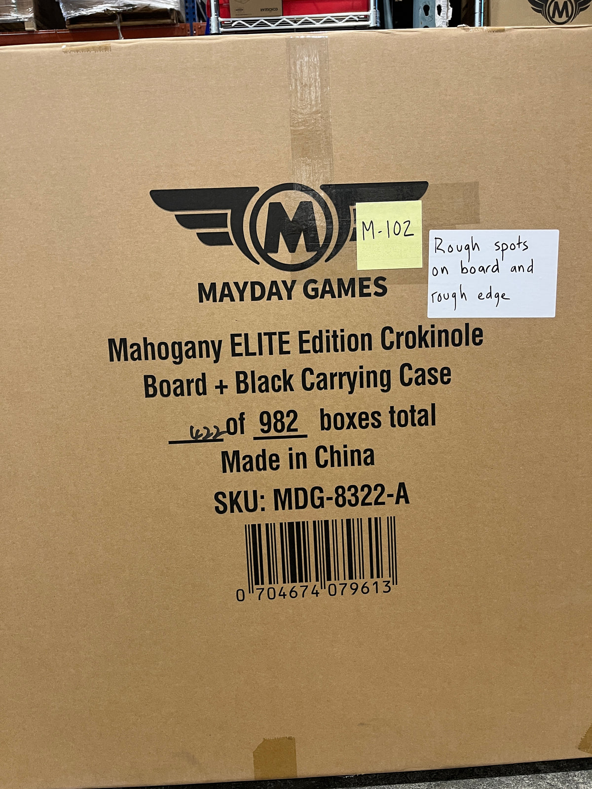 Imperfect/Returned Mahogany ELITE Edition Crokinole Board Red Ditch + Bag MDG-8322-A-M102