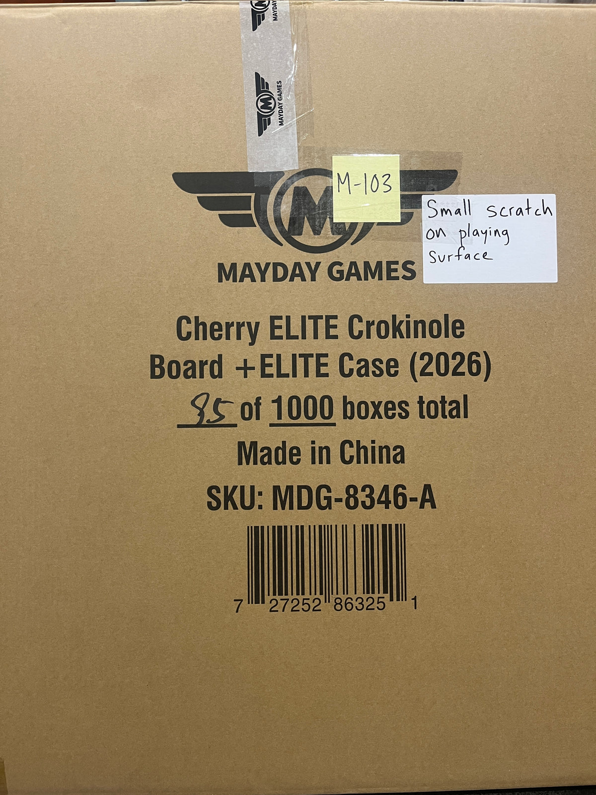 IMPERFECT/RETURNED: Elite Cherry Crokinole Board + Elite Black Carrying Case - MDG-8346-A-M103
