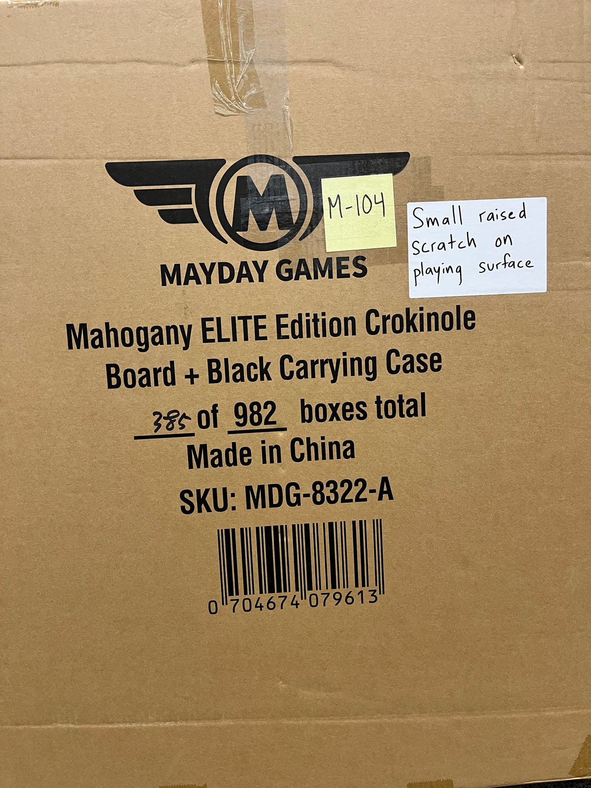 Imperfect/Returned Mahogany ELITE Edition Crokinole Board Red Ditch + Bag MDG-8322-A-M104