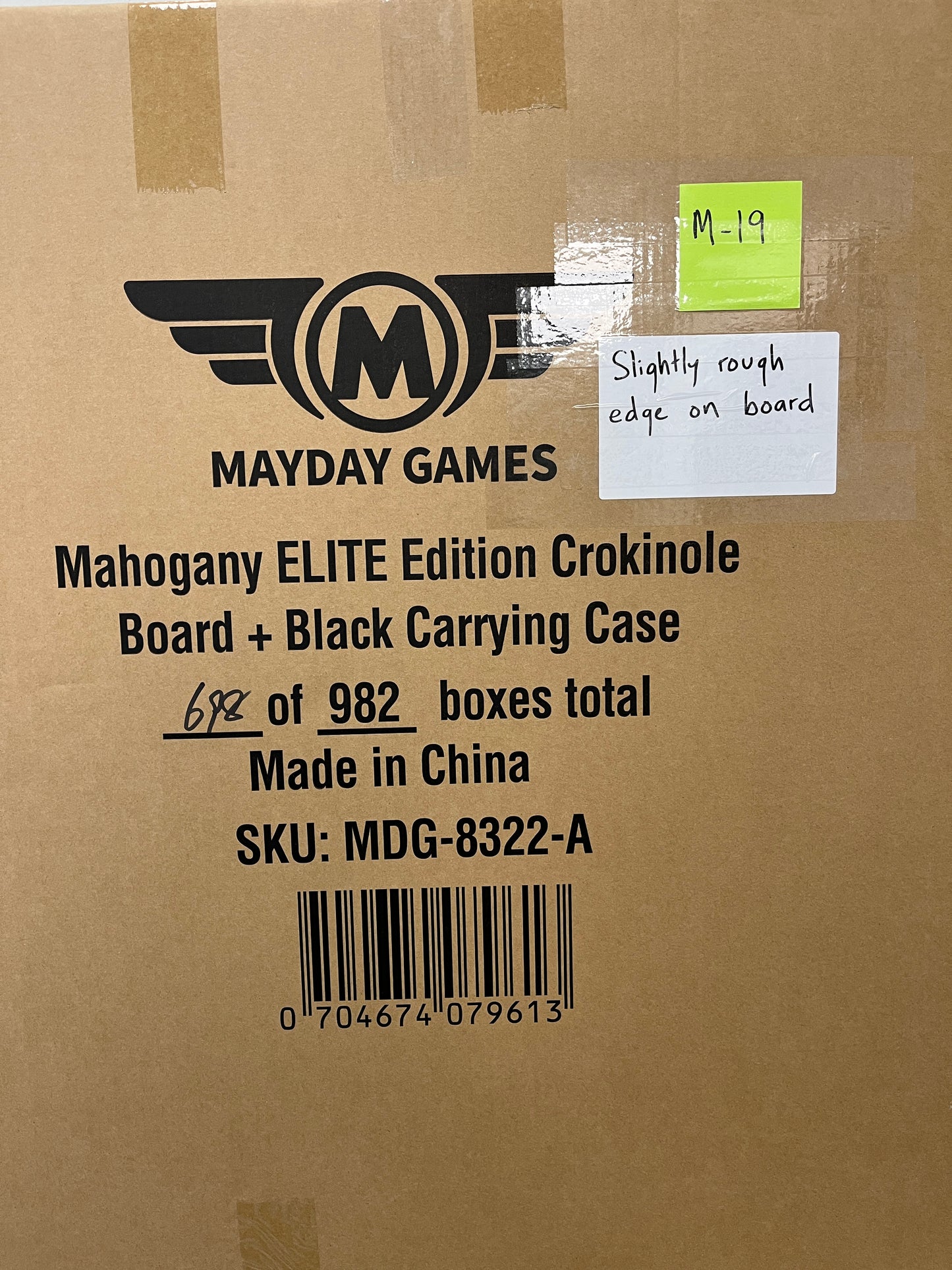 Imperfect/Returned Mahogany ELITE Edition Crokinole Board 2025+ Black Case MDG-8322-A-M19