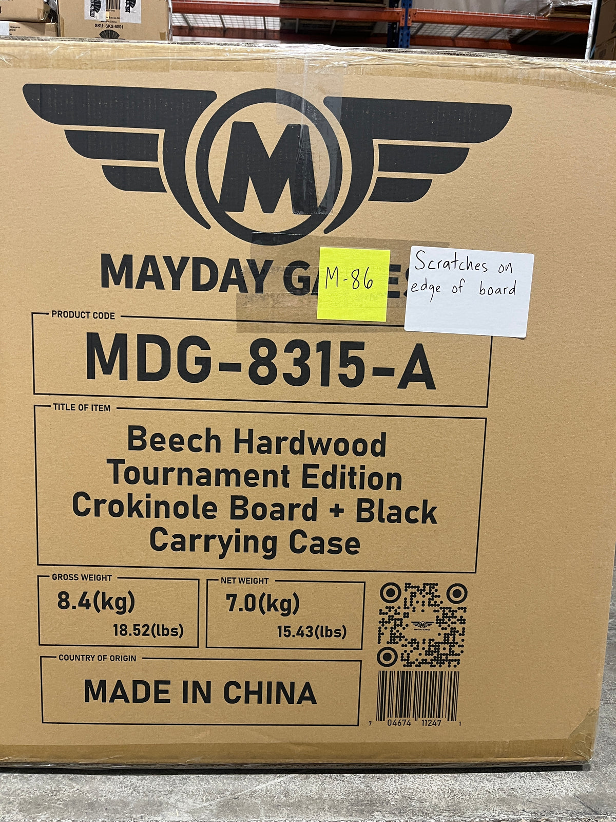 IMPERFECT/RETURNED: Beech Tournament Edition Crokinole Board + Black Carrying Case - MDG-8315-A M86
