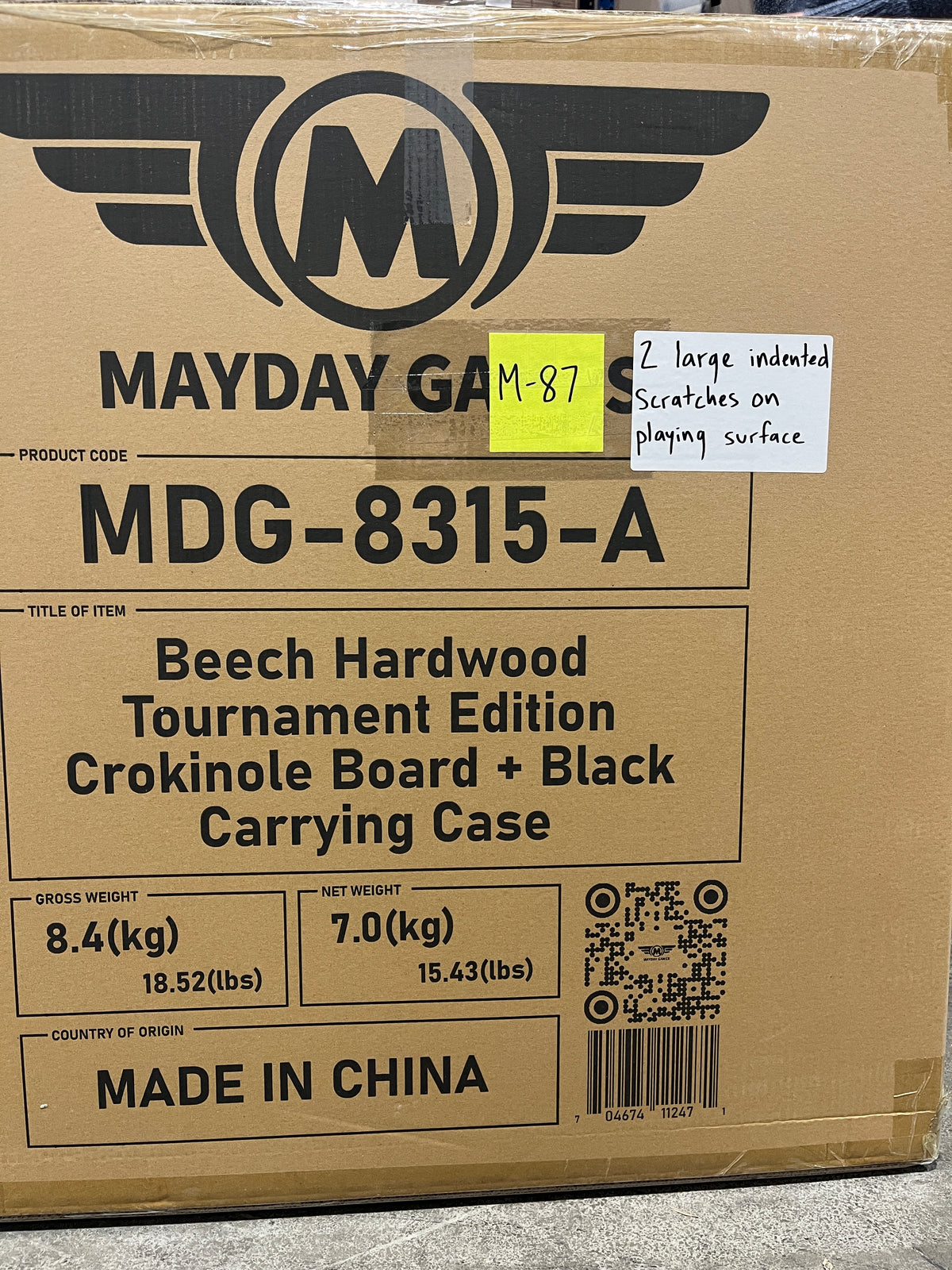 IMPERFECT/RETURNED: Beech Tournament Edition Crokinole Board + Black Carrying Case - MDG-8315-A M87