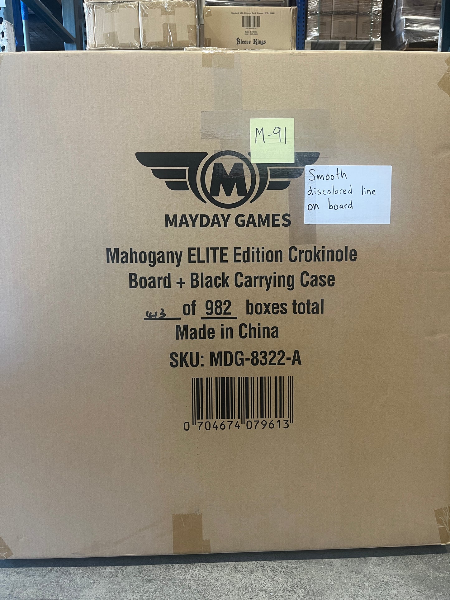 Imperfect/Returned Mahogany ELITE Edition Crokinole Board Red Ditch + Bag MDG-8322-A-M91