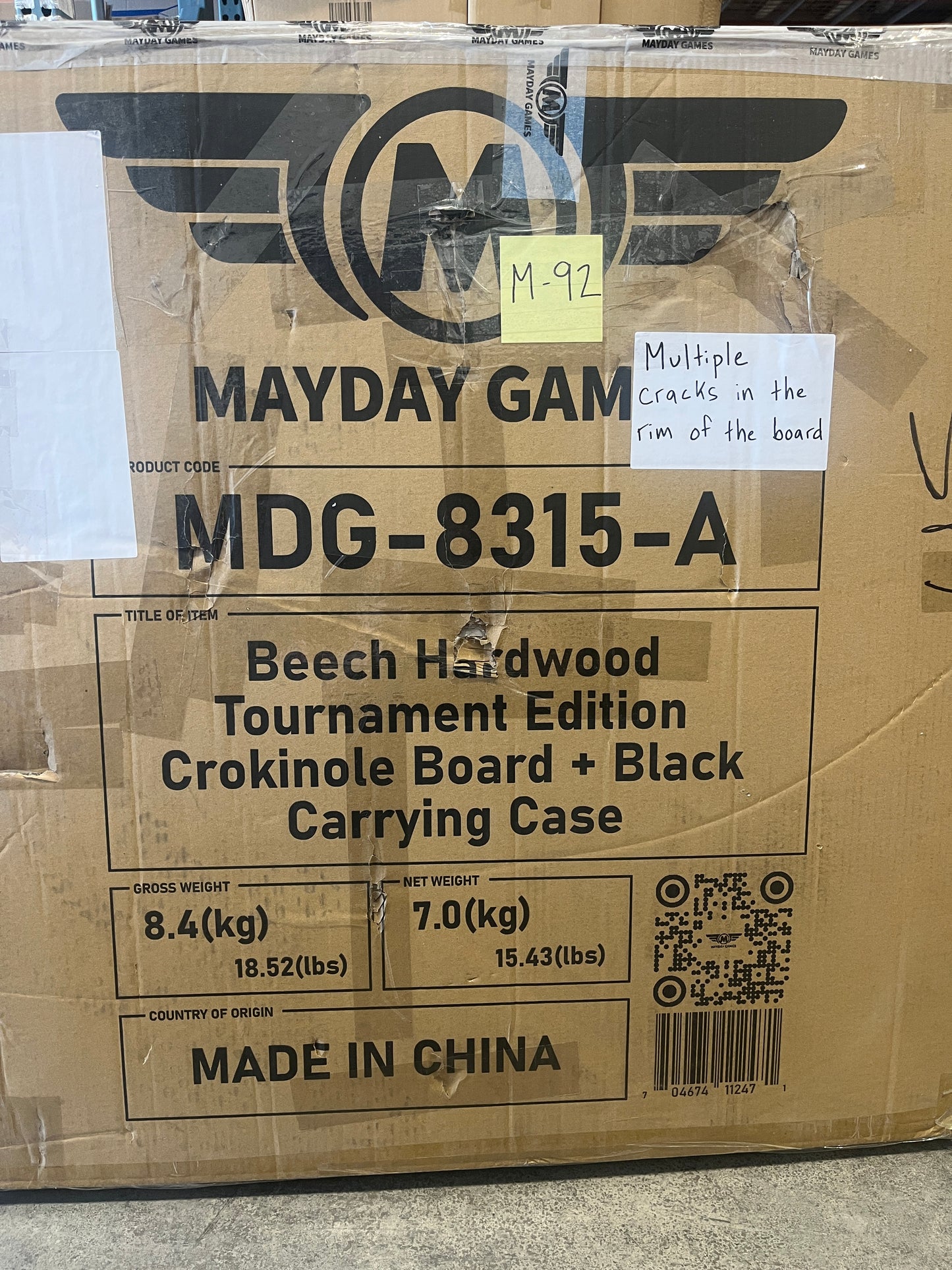 IMPERFECT/RETURNED: Beech Tournament Edition Crokinole Board + Black Carrying Case - MDG-8315-A M92
