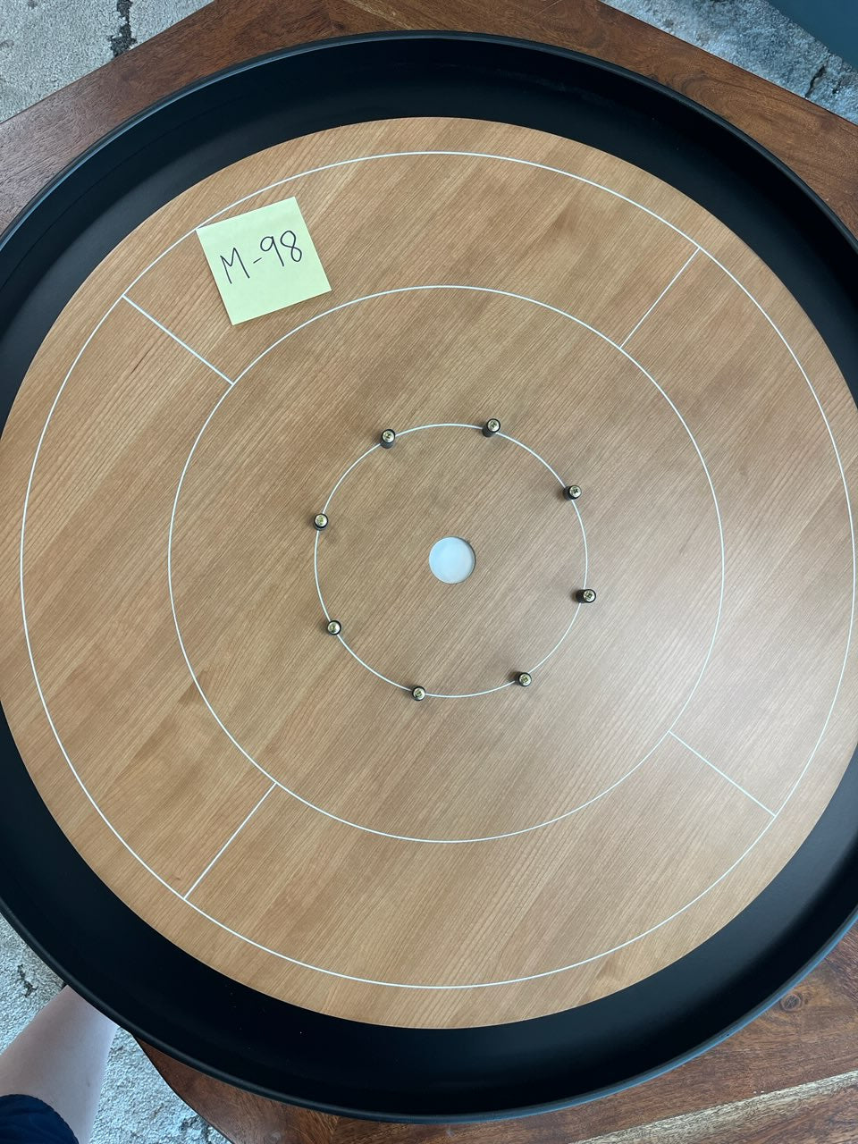 IMPERFECT/RETURNED: Elite Cherry Crokinole Board + Elite Black Carrying Case - MDG-8346-A-M99