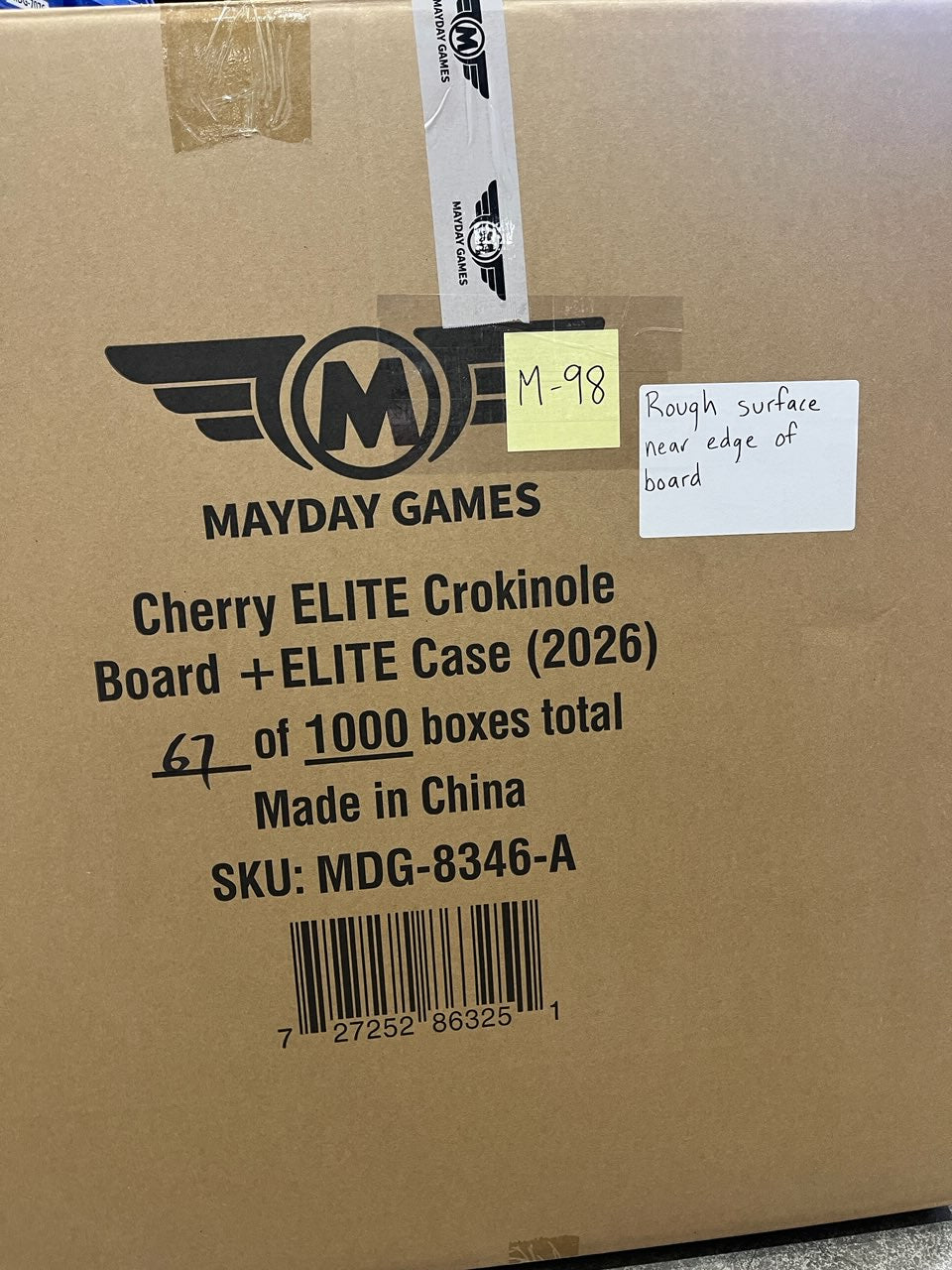 IMPERFECT/RETURNED: Elite Cherry Crokinole Board + Elite Black Carrying Case - MDG-8346-A-M99