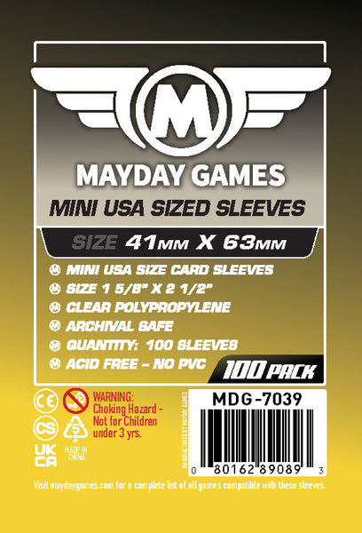 100 Pack Card Sleeves Mayday Games 41 X 63 Mm SLEEVES Mini USA Card Game  (Pack Of 100) | Protective Card Sleeves
