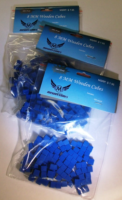 100 Real Wooden Cubes - 8 mm Sized (Several colors to choose from)