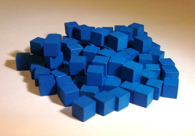 100 Real Wooden Cubes - 8 mm Sized (Several colors to choose from)