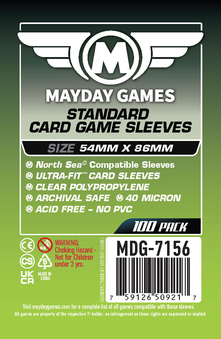 North Sea" Compatible Sleeves (54x86mm) Standard 7156 or Premium 7161 Mayday Games North Sea" Compatible Sleeves (54x86mm) Standard 7156 or Premium 7161 Mayday Games