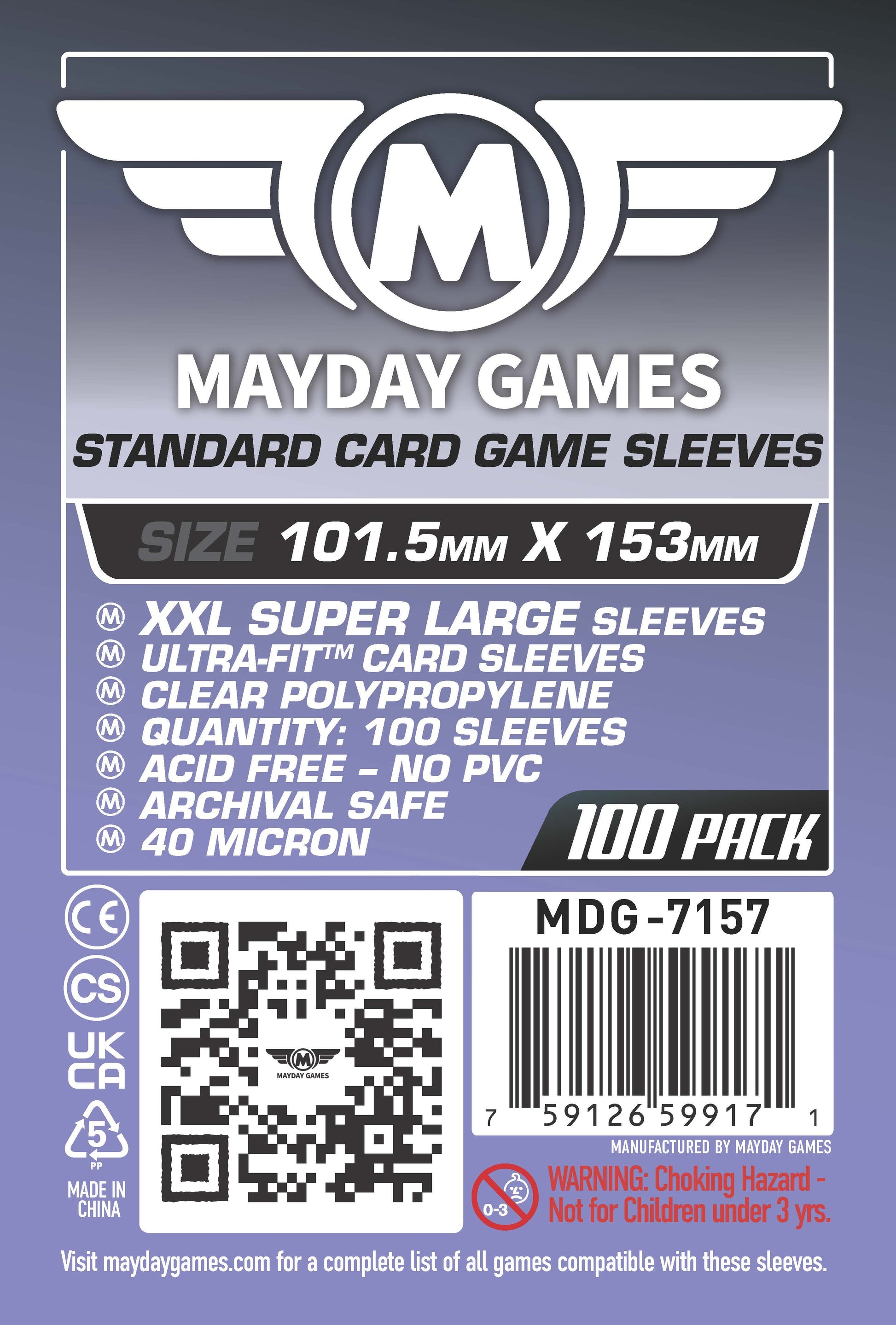 XXL Super Large Card Sleeves (101.5x153mm) Premium 7162 or Standard 71 Mayday Games XXL Super Large Card Sleeves (101.5x153mm) Premium 7162 or Standard 71 Mayday Games