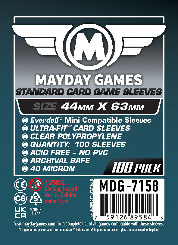 Everdell Mini Compatible" Sleeves (44 X 63 MM) Standard 7158 or Premi Mayday Games Everdell Mini Compatible" Sleeves (44 X 63 MM) Standard 7158 or Premi Mayday Games