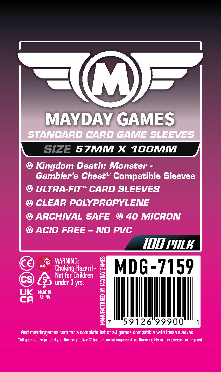 Kingdom Death Gambler's Chest" Large Compatible Sleeves (57x100mm) St Mayday Games Kingdom Death Gambler's Chest" Large Compatible Sleeves (57x100mm) St Mayday Games