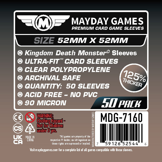 "Kingdom Death Monster" Compatible Card Sleeves (52x52mm) Premium 7160 or Standard 7155