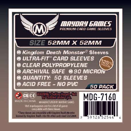 "Kingdom Death Monster" Compatible Card Sleeves (52x52mm) Premium 7160 or Standard 7155 *PRE-ORDER