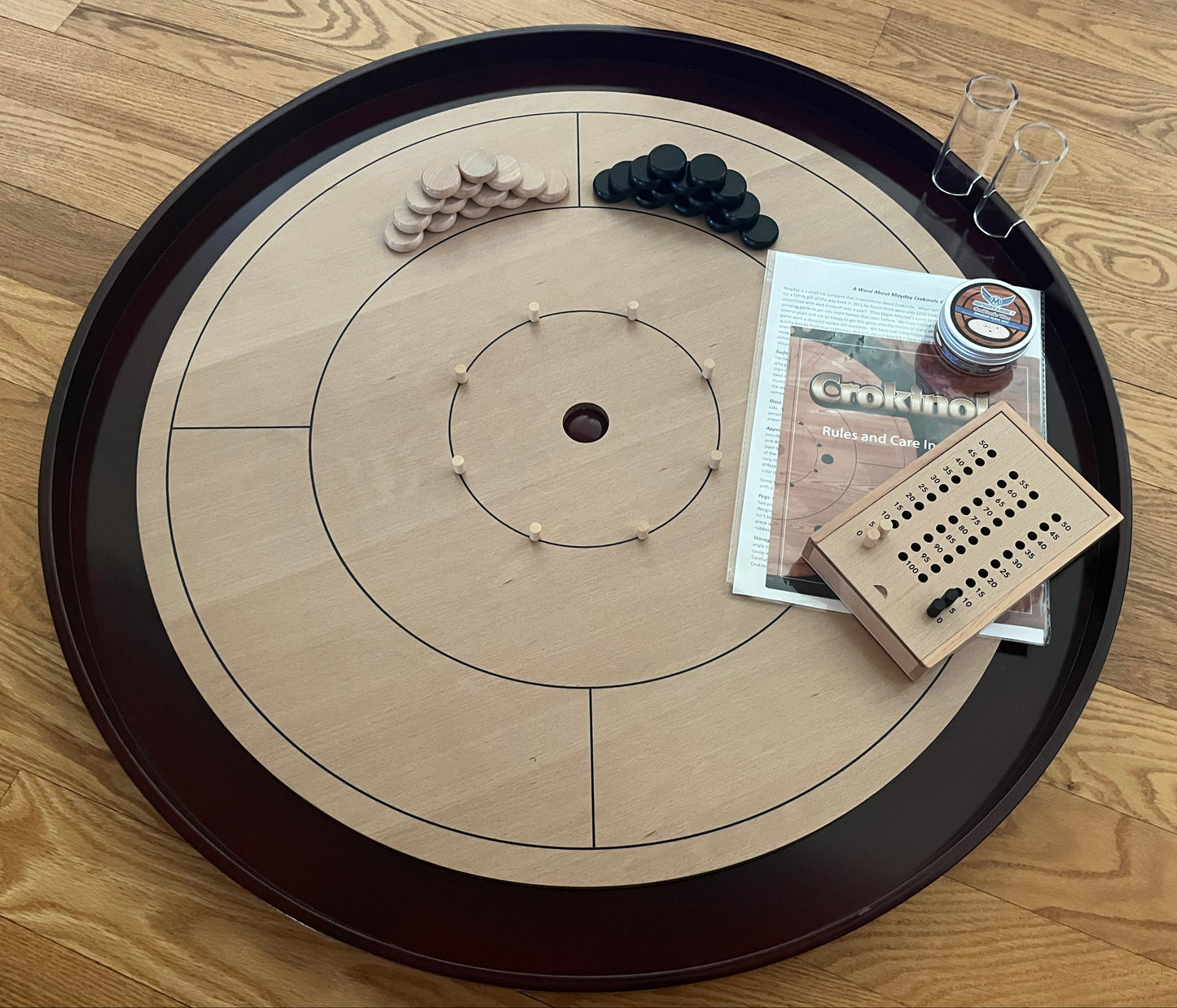 Beech Tournament Edition Crokinole Board 2024 + Black Carrying Case