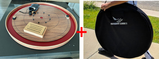 Mahogany ELITE Edition Crokinole Board Red Ditch +Carrying Case