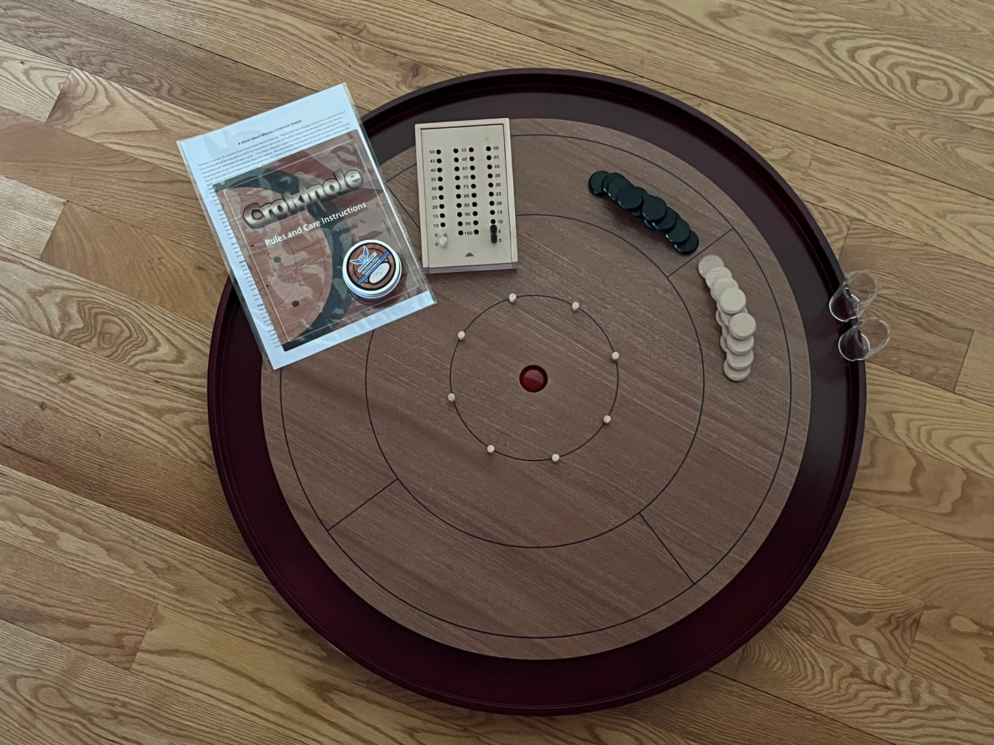 Mahogany Tournament Edition Crokinole Board 2024 + Black Carrying Case