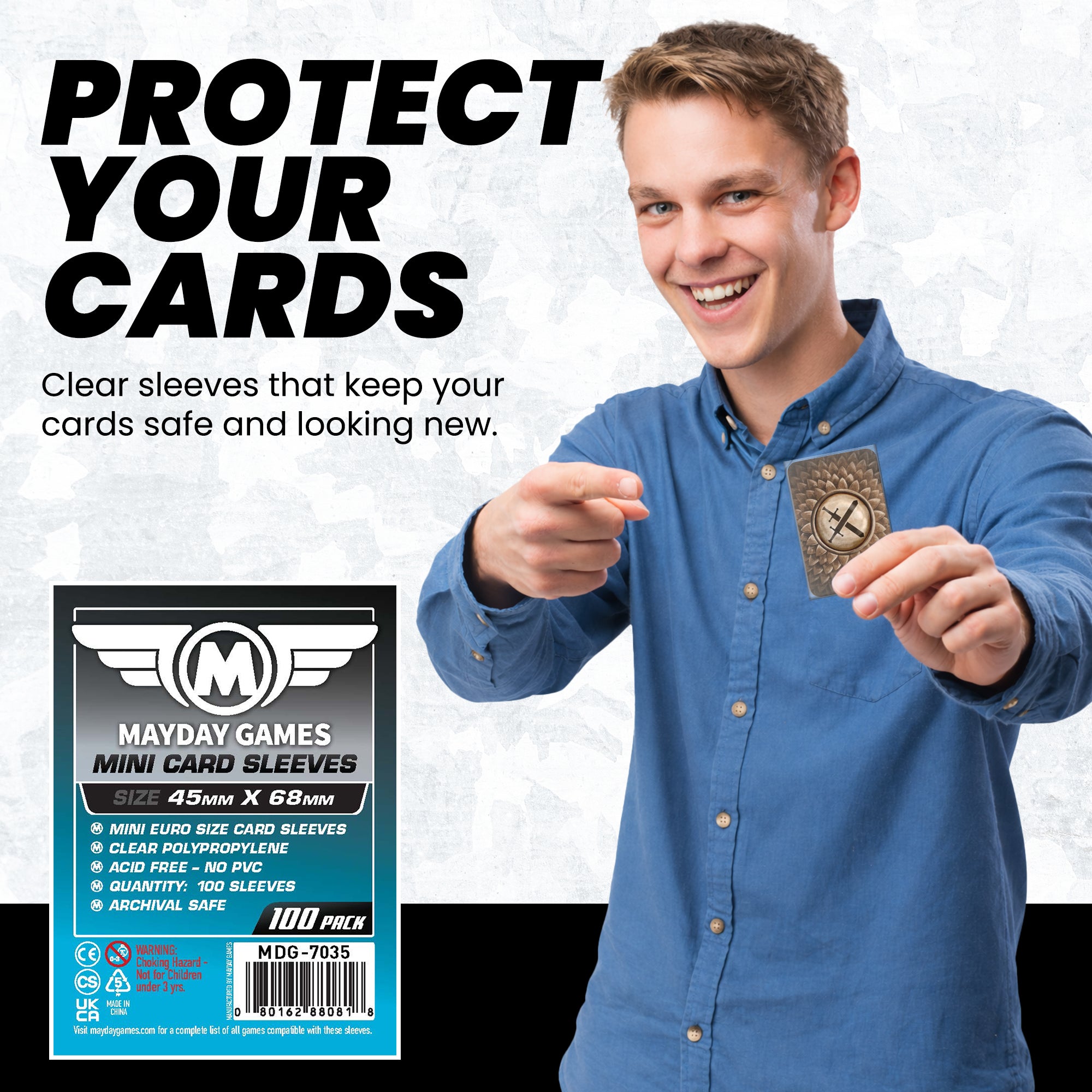 Mini Euro Card Sleeves (45x68mm) Standard 7035 or Premium 7080