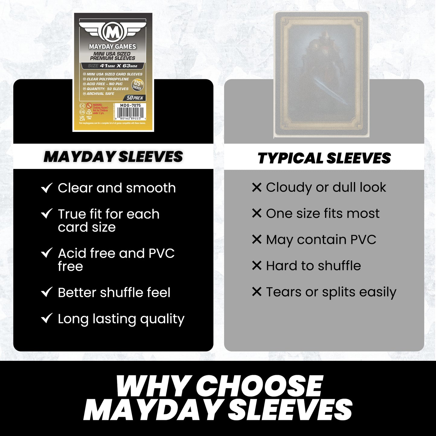 Mini USA Card Sleeves (41x63mm) - Mayday Games Mini USA Card Sleeves (41x63mm) - Mayday Games