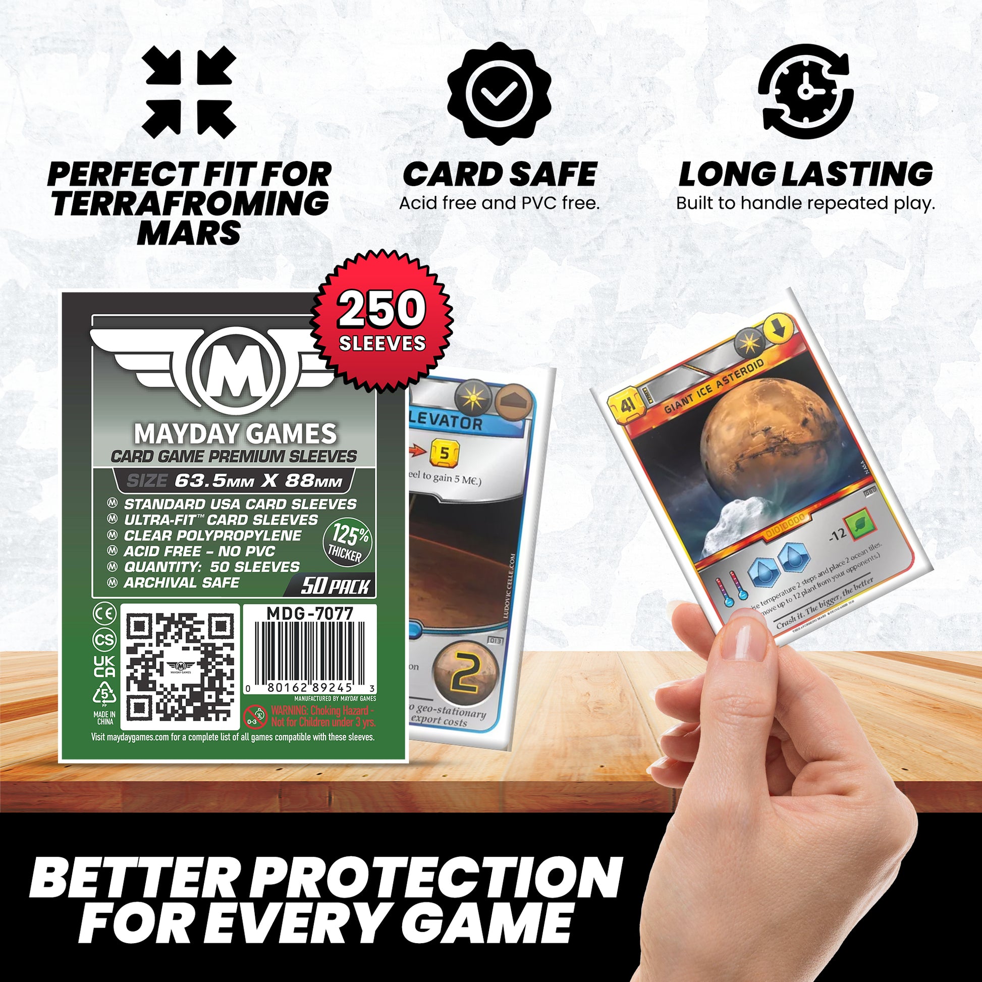 card sleeves terraforming mars 110 x Terraforming Mars: Dice Game Compatible Sleeves (55mm x 77mm)