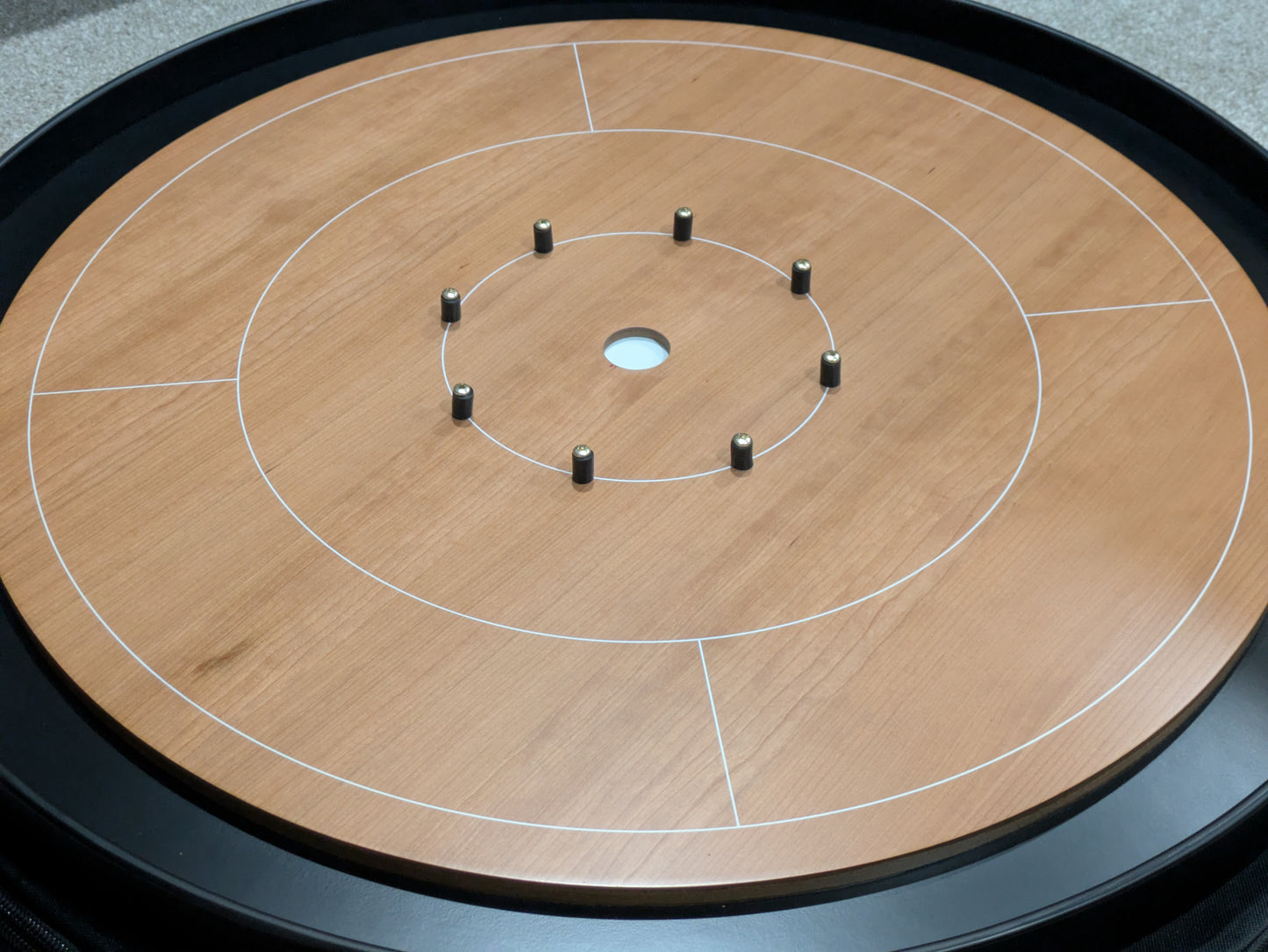 IMPERFECT/RETURNED: Elite Cherry Crokinole Board + Elite Black Carrying Case - MDG-8346-A-13