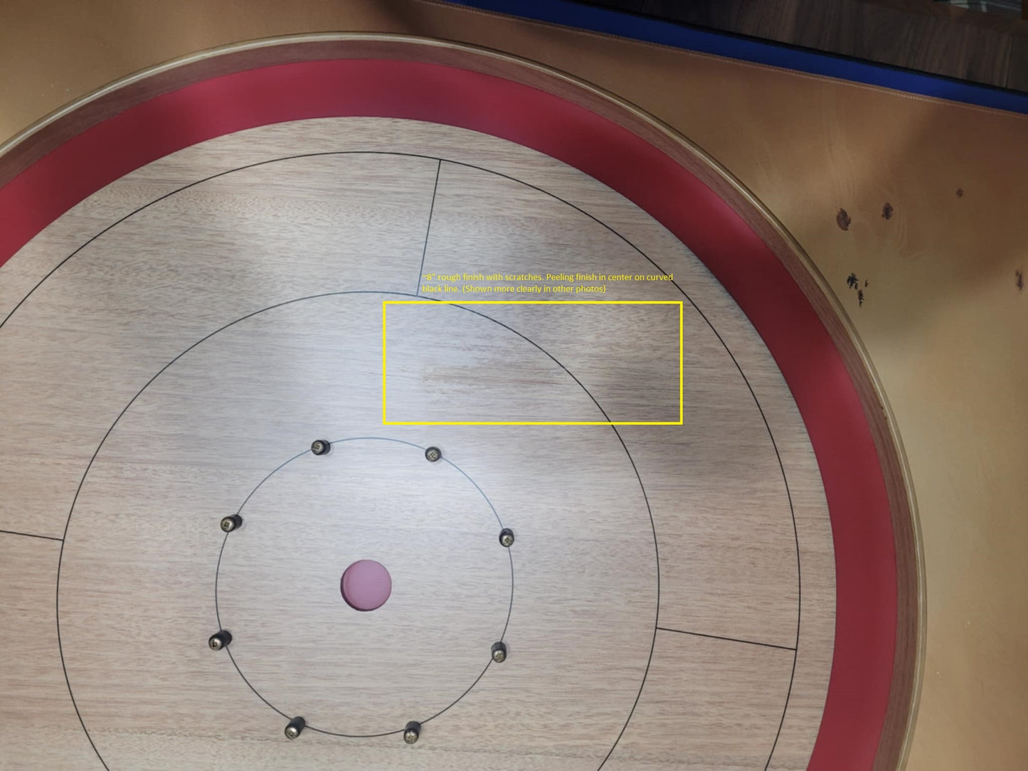 IMPERFECT/RETURNED: Mahogany ELITE Edition Crokinole Board (2025) Red Ditch + Carrying Case IN STOCK! -#0025