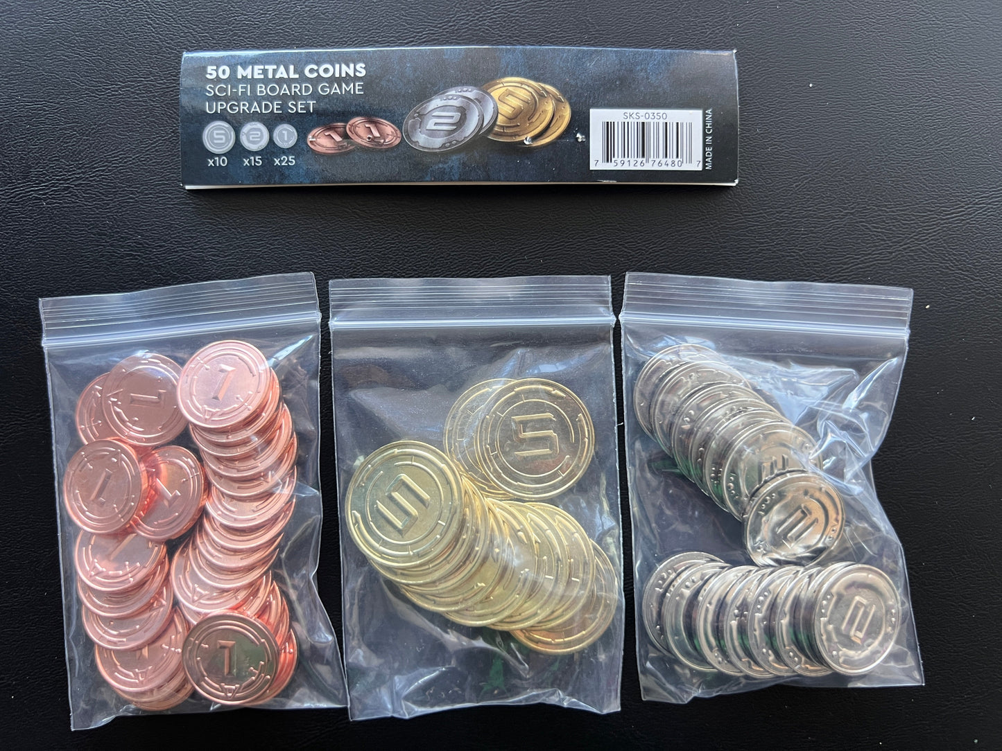 50 Metal Coin Board Game Upgrade Set (Sci-Fi Coins) -ESSEN PICKUP