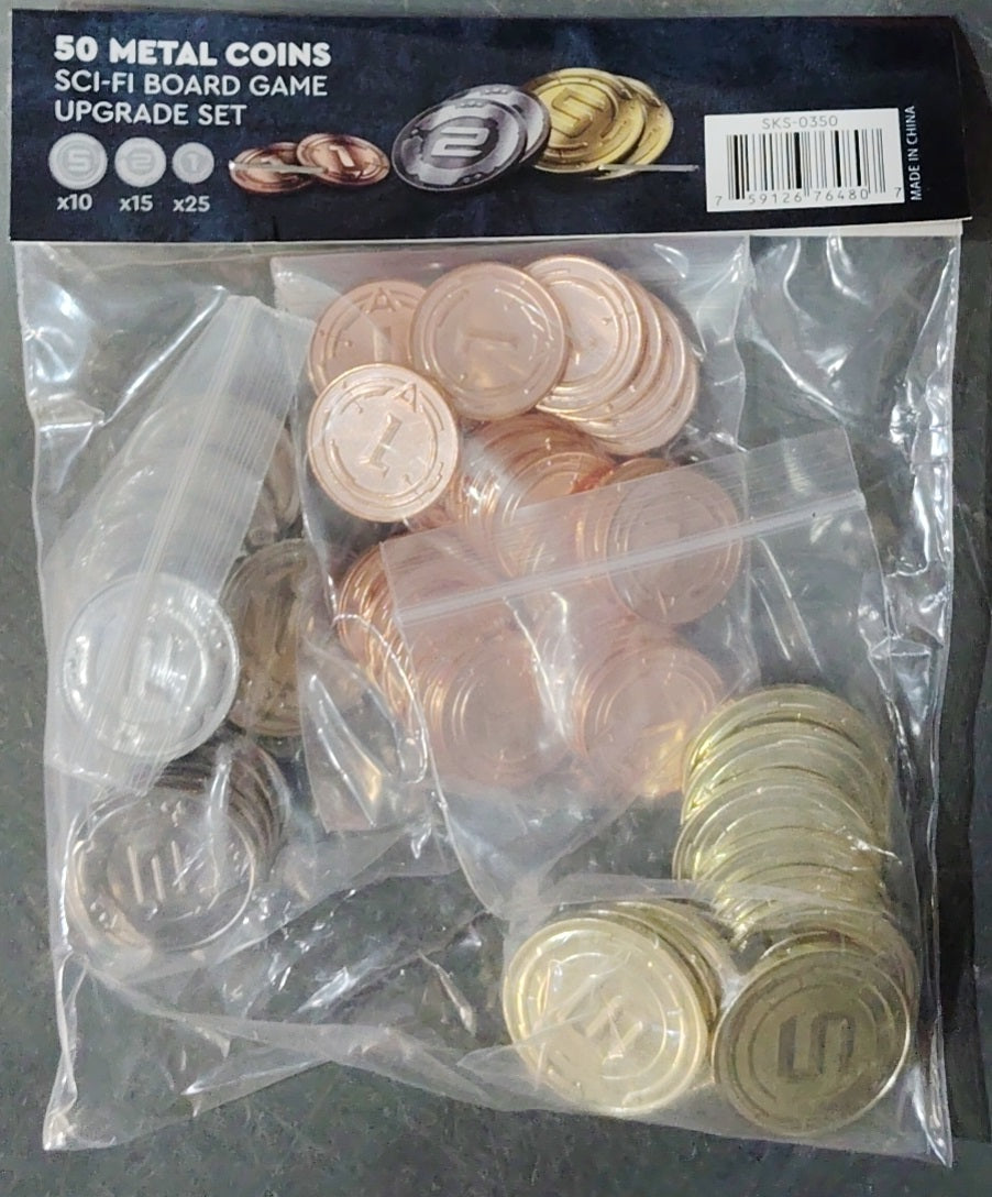 50 Metal Coin Board Game Upgrade Set (Sci-Fi Coins) -ESSEN PICKUP