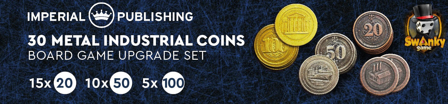 30 Metal Coin HIGH VALUE Board Game Upgrade Set (Industrial Coins) -ESSEN PICKUP