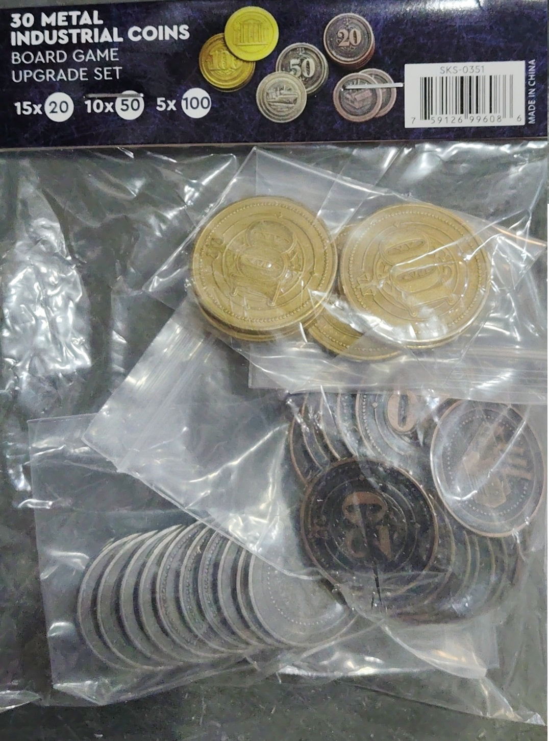 30 Metal Coin HIGH VALUE Board Game Upgrade Set (Industrial Coins) -ESSEN PICKUP