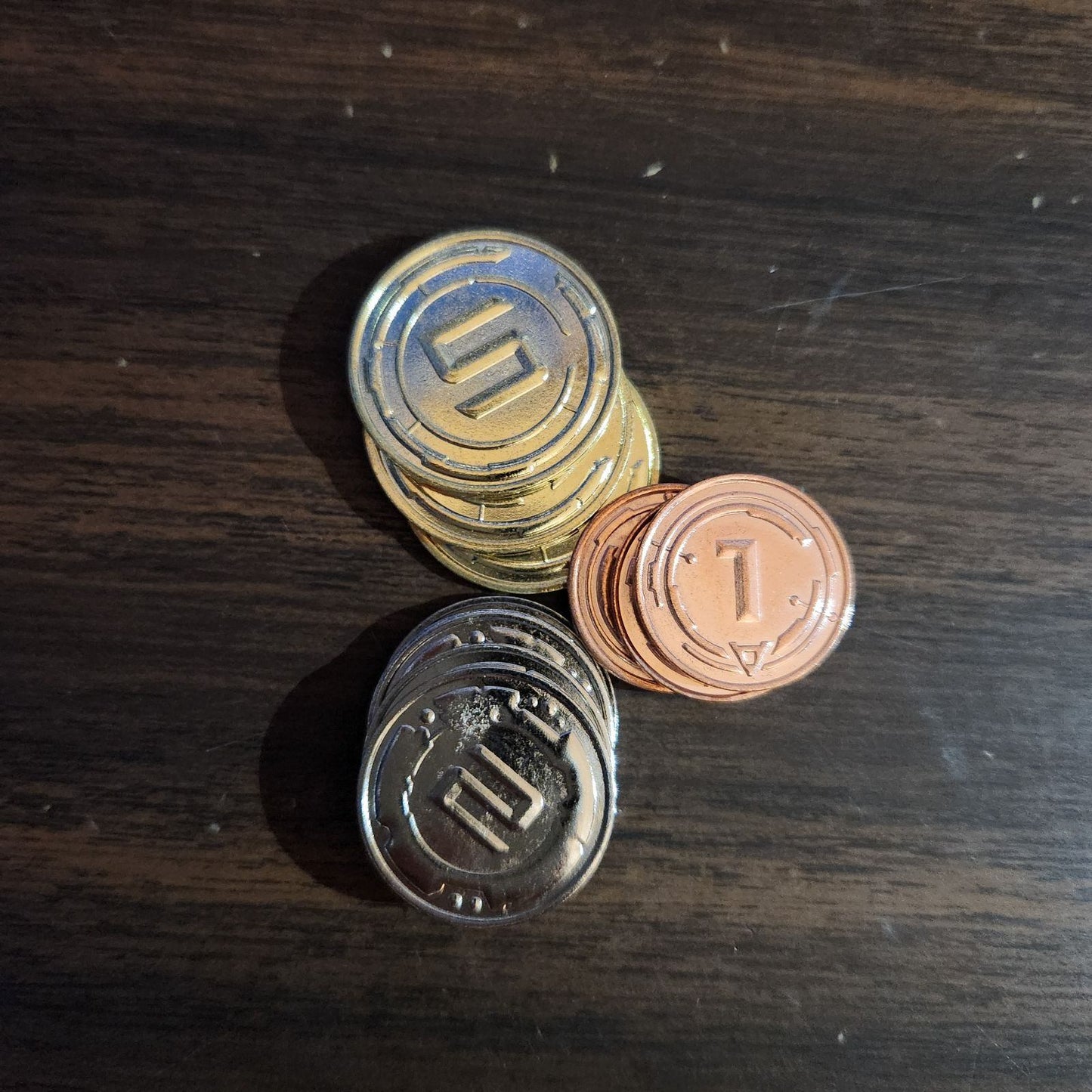 50 Metal Coin Board Game Upgrade Set (Sci-Fi Coins) -ESSEN PICKUP