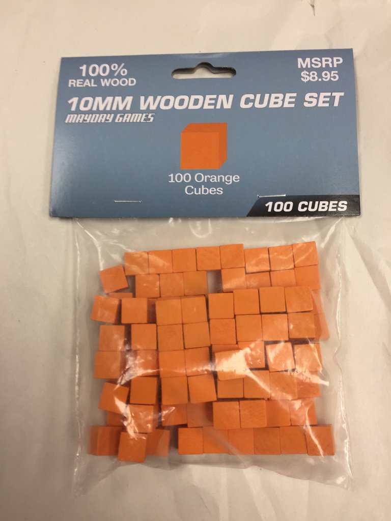 100 Standard Wooden Cubes - 10 mm size (2 Colors to Choose From)