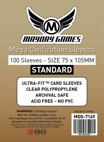 Mega Civilization Sleeves (75x105mm) - 100 Standard Sleeves -  - Mayday Games
